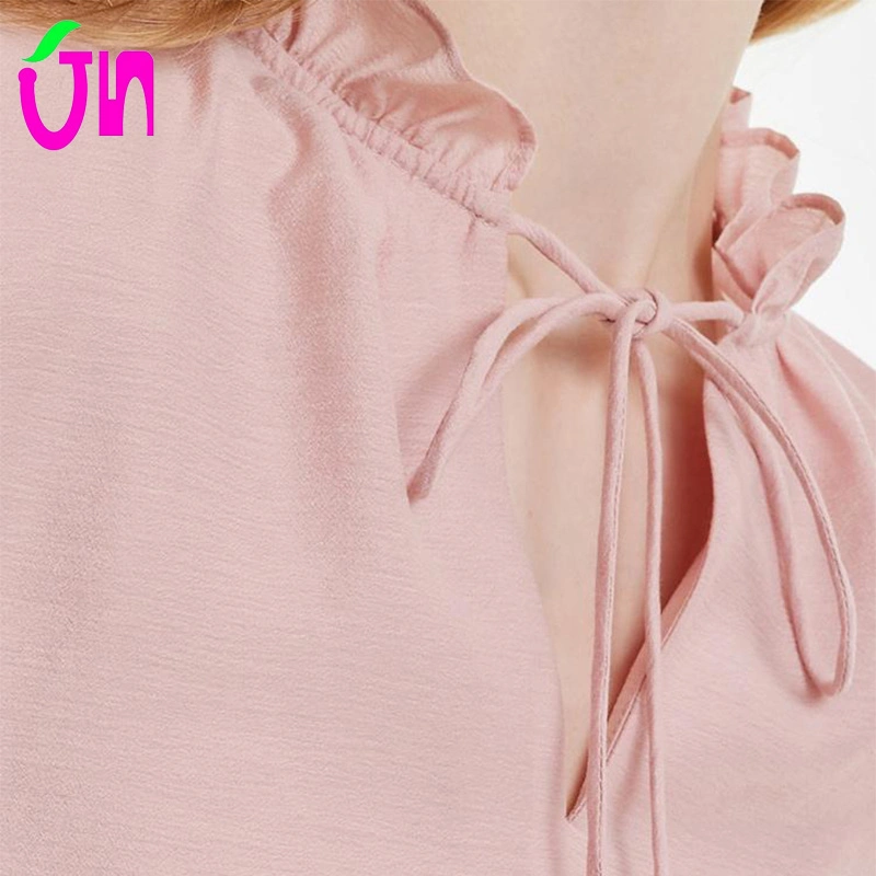 Fashion Popular New Style Office Daily Smocking Elastic Chiffon Ladies Blouse for Women