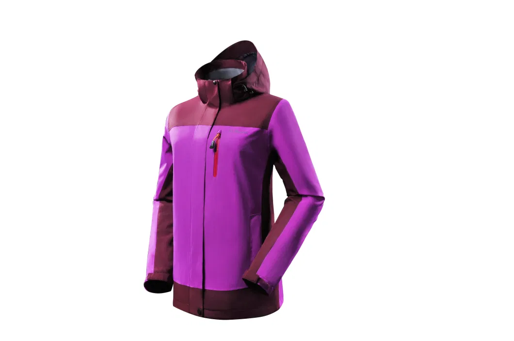 Women Softshell Winter Sport Wear Waterproof Windproof Fashion Outdoor Warm Rain Jacket with Detachable Hood