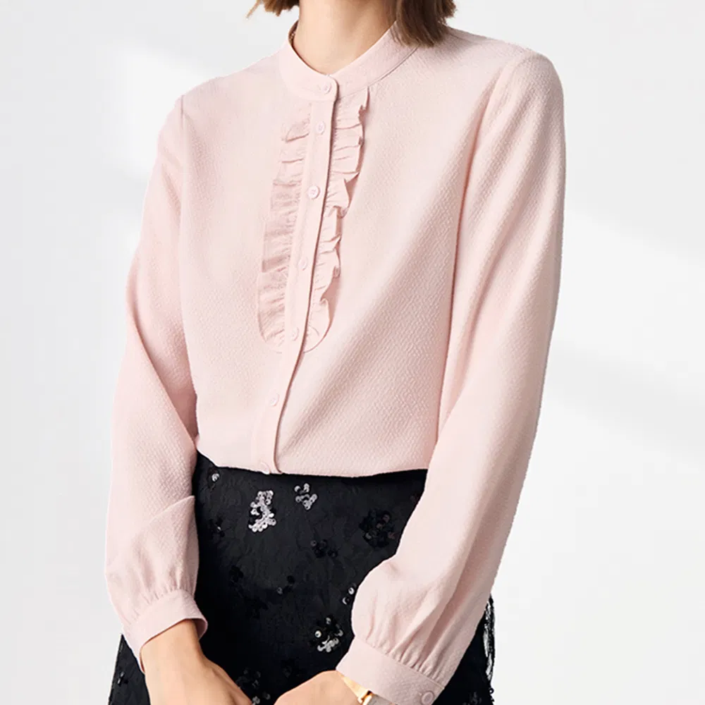 Camicetta da donna in chiffon elastica smock quotidiana da ufficio in stile nuovo e popolare alla moda per le donne