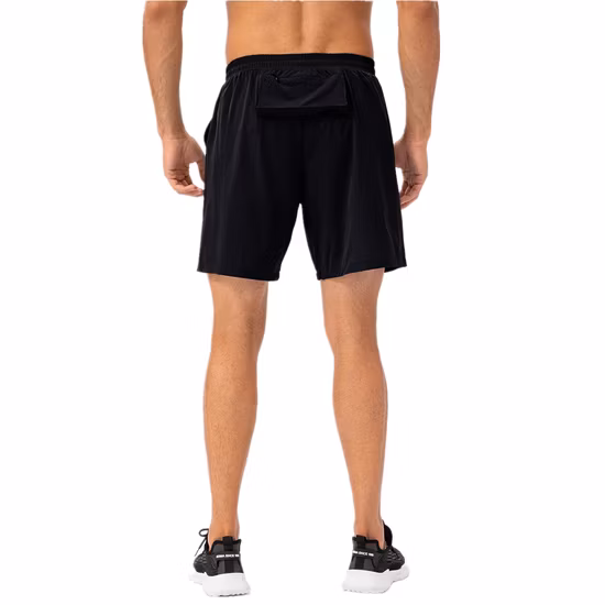Pantaloncini da jogging da allenamento casual da uomo all'ingrosso con fodera e tasca con cerniera, pantaloncini da calcio da palestra per boxe da basket sportivo 2 in 1 per esercizi all'aperto