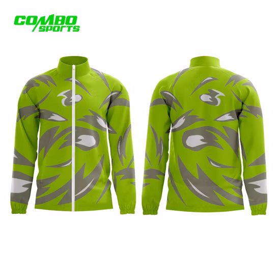 Giacca da uomo con stampa combinata a sublimazione, 100% poliestere, tuta da ginnastica, colletto alla coreana