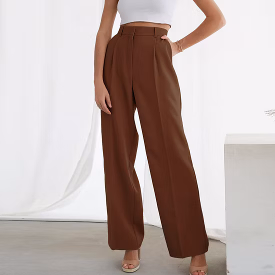 Pantaloni lunghi da donna per abbigliamento casual sciolto Pantaloni da donna a vita alta con fondo a gamba larga